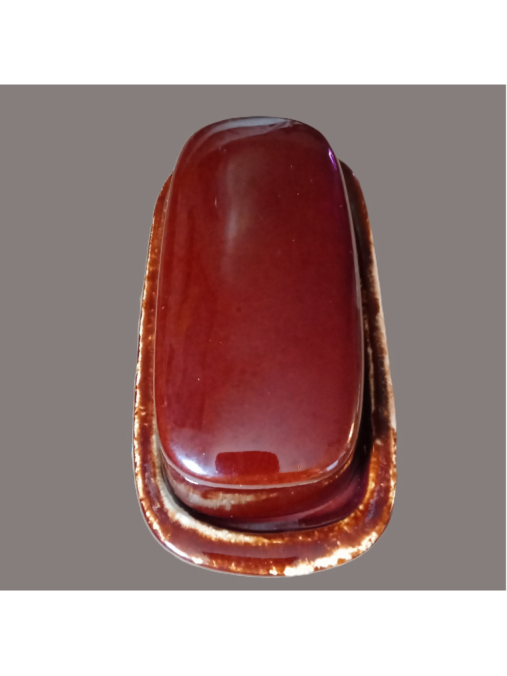 Vintage McCoy Butter Dish Brown Drip Glaze